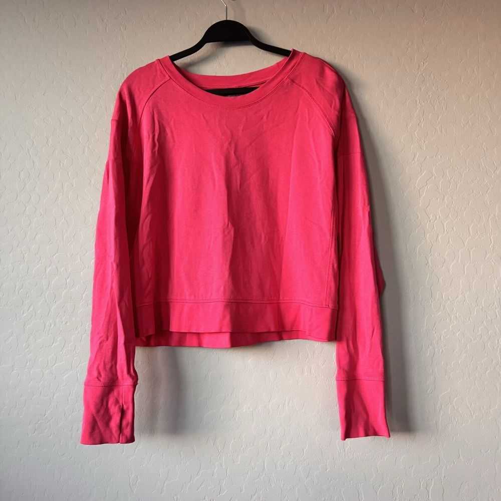 Sweaty Betty Size 12 Hot‎ Pink Cropped Sweatshirt with Thumbholes